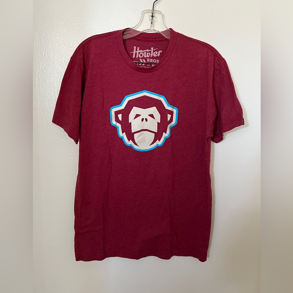 Howler Brothers Mens Maroon El Mono Monkey Short Sleeve T-shirt - Medium